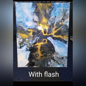 Abstract Blue and Gold Canvas Art